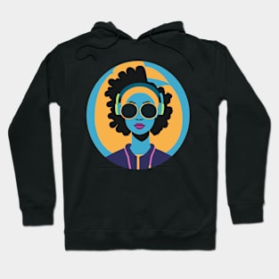 80s popart black girl, vibrant colors, face only Hoodie